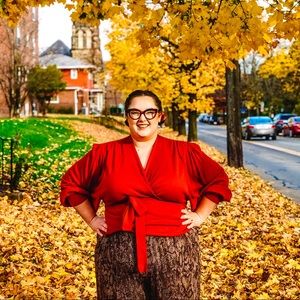 NWOT Burnt Orange Wrap Top